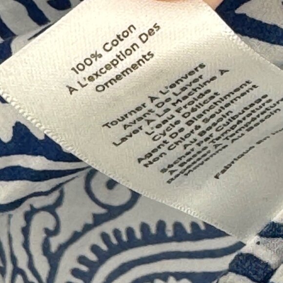 Talbots Long Sleeve Blouse blue pattern Yellow Beaded Embellishment size medium - Picture 8 of 11